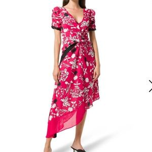 Self Portrait Asymmetric Floral Midi Dress